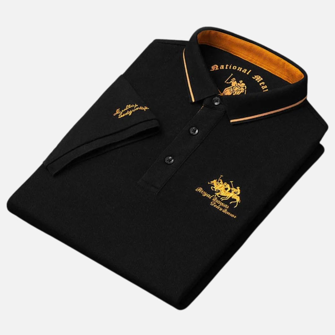 Herren Besticktes Langarm-Polohemd