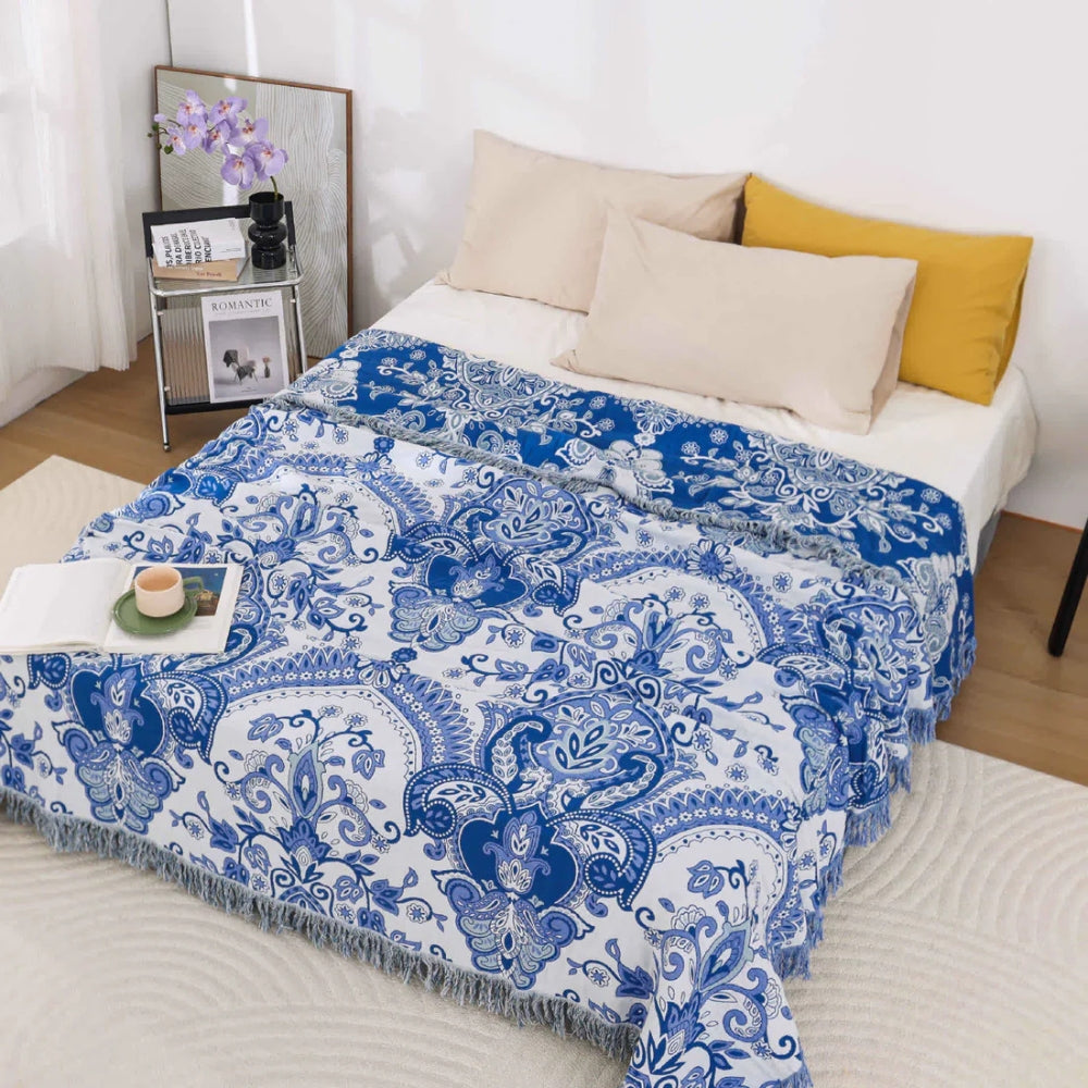 Paisley Traum Baumwolle Quasten Decke