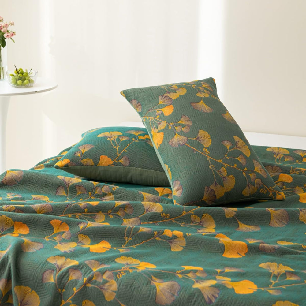 Jacquard Floral Ginkgo-Blätter Wendebettdecke
