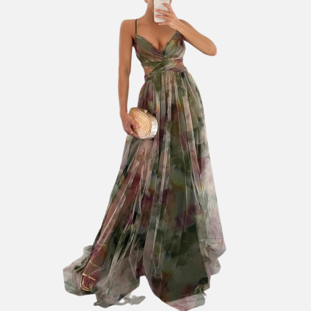 Damen Floral Boho Plissiertes Maxikleid