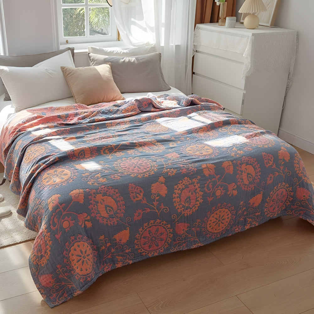 Rustikale Blumen Baumwolle Wendeblanket