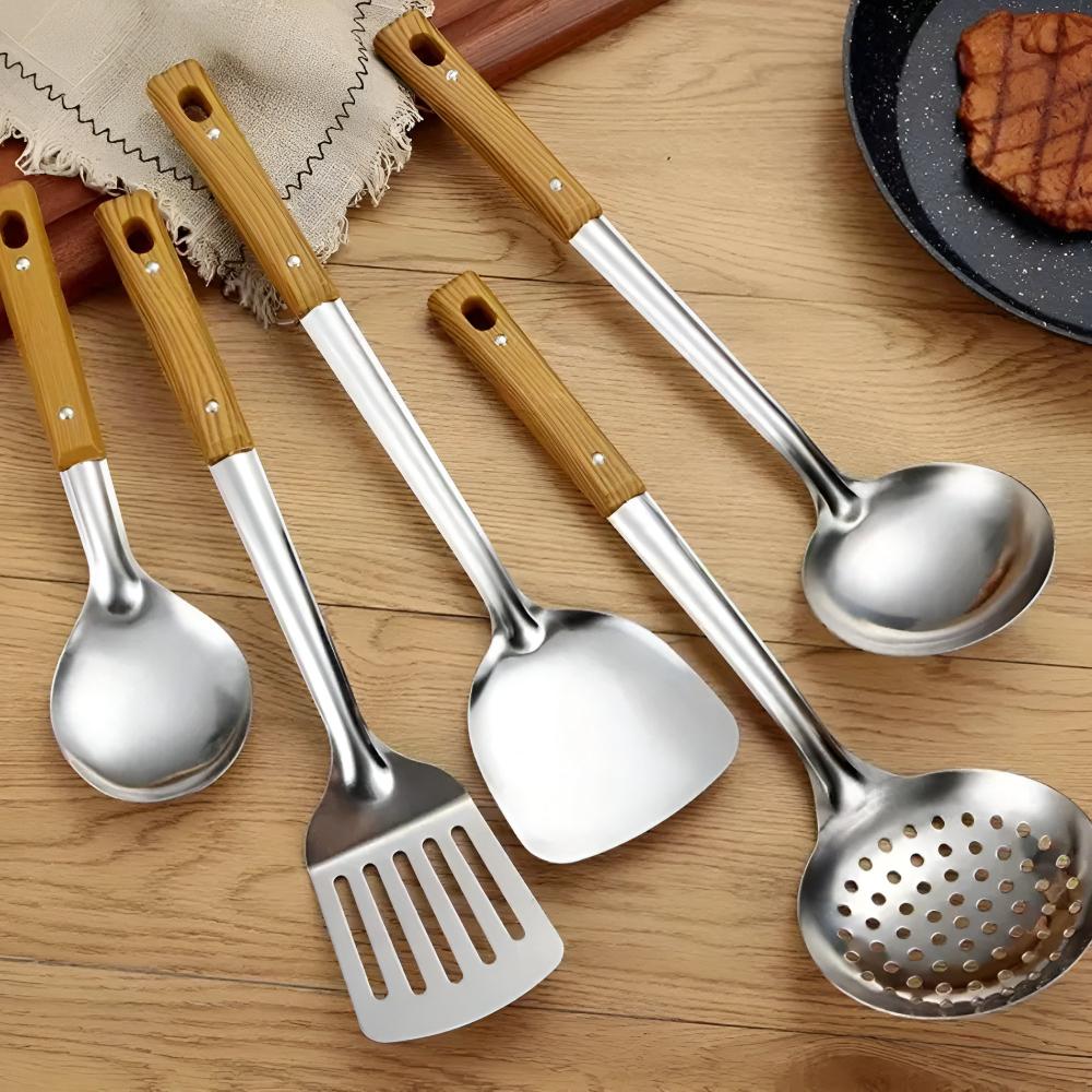 Klassisches Edelstahl-Küchenutensilien-Set (5 Sets)