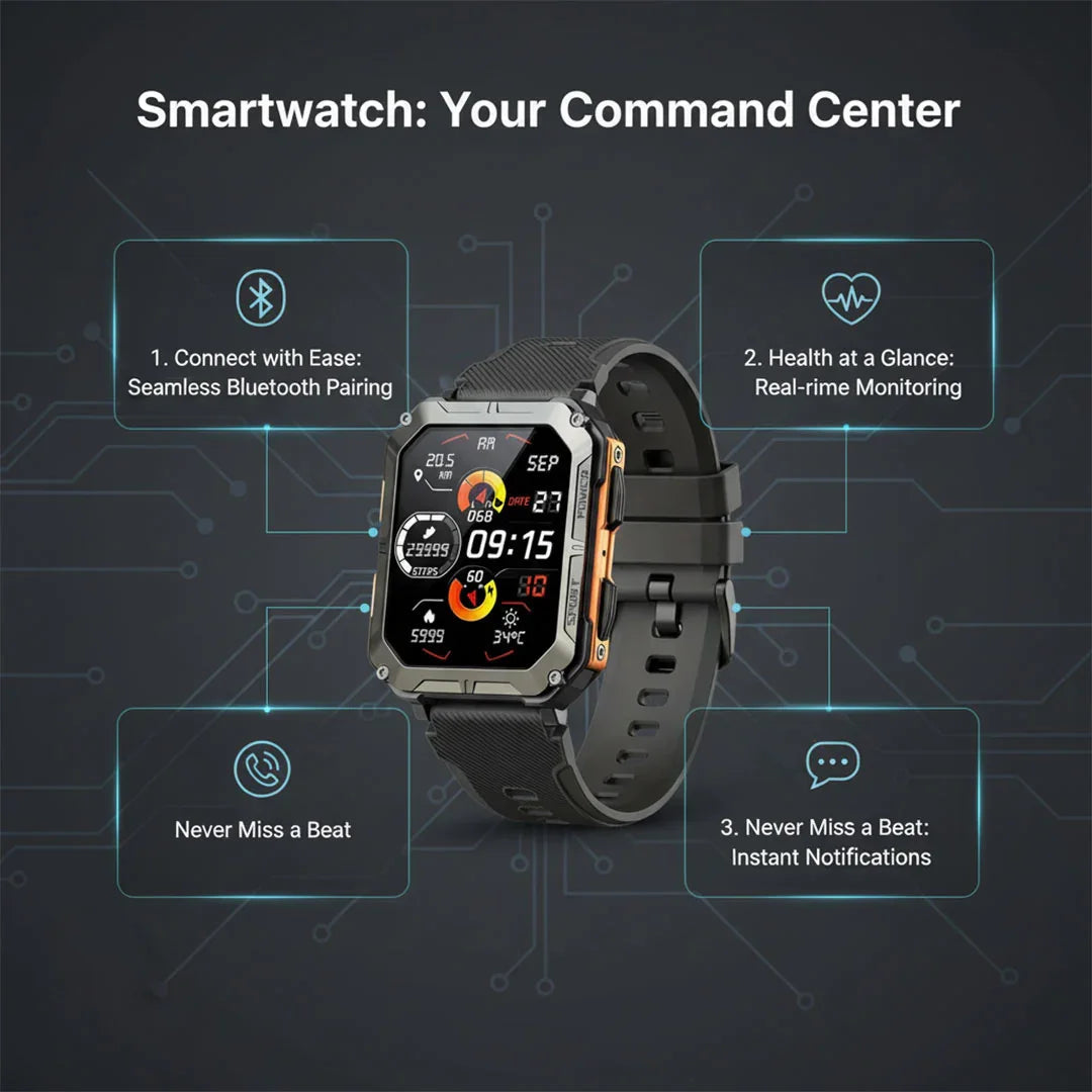 Smartwatch - Robustes Design - Gesundheitsüberwachung