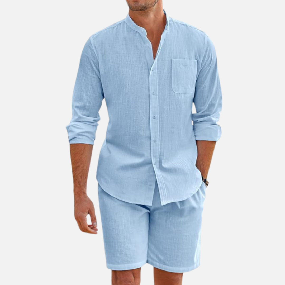 Herren 2-teilige Leinen Sommer-Outfit - Luxus Outfit Set