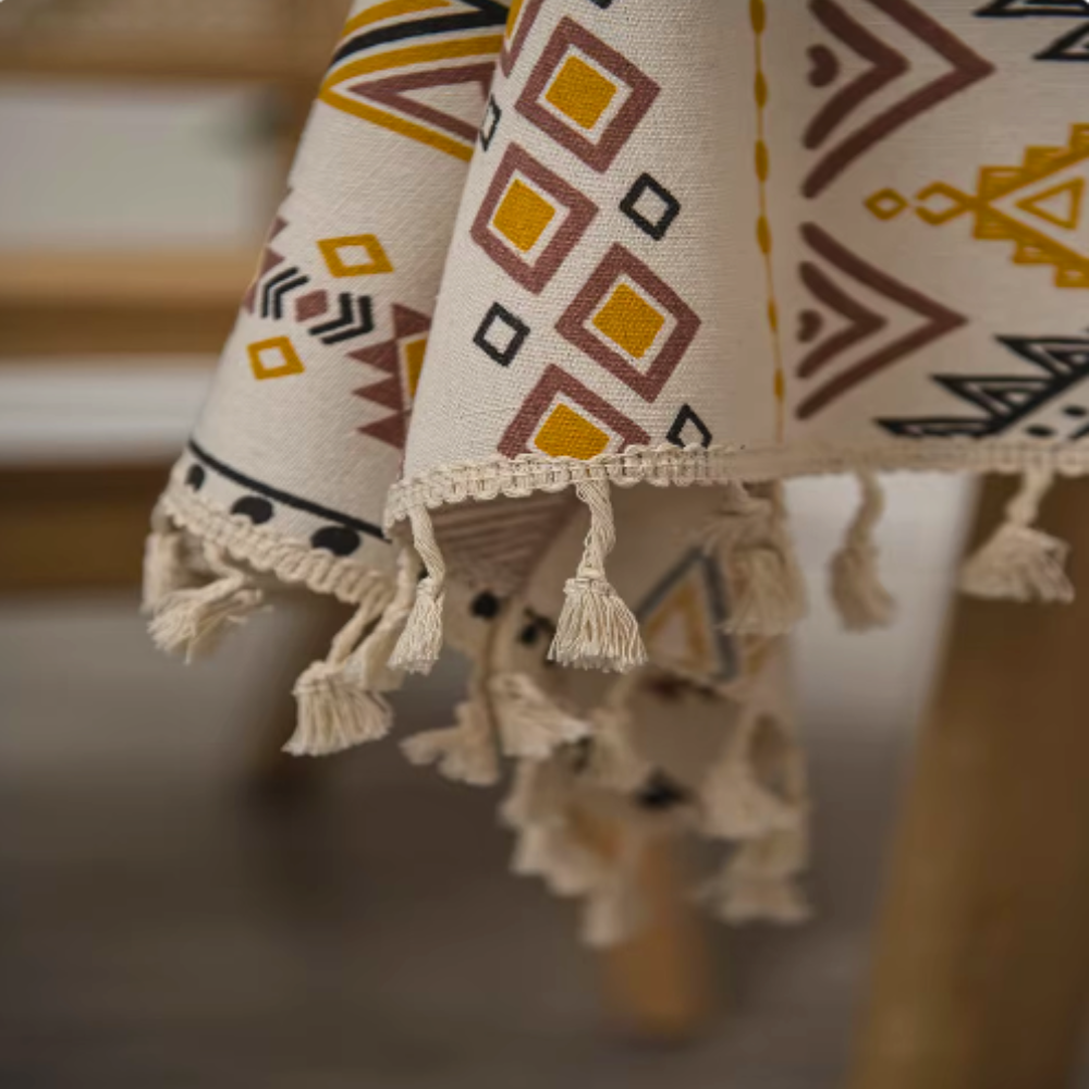 Exquisite Bohemian tablecloth with tassels