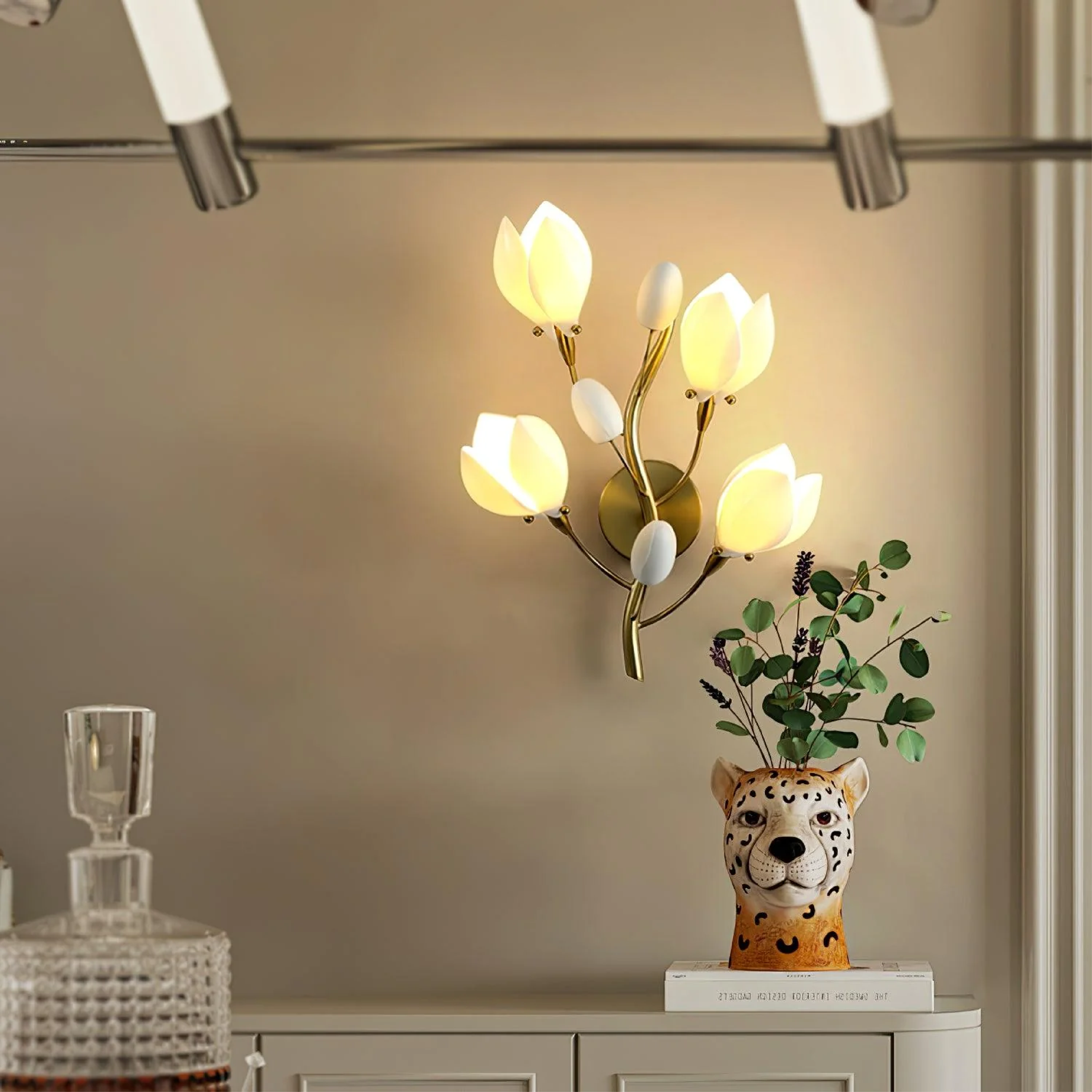 Keramische Blumen Wandleuchte