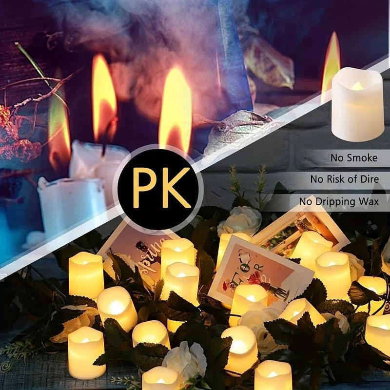 Flameless LED tea lights - Warm white - Battery operated