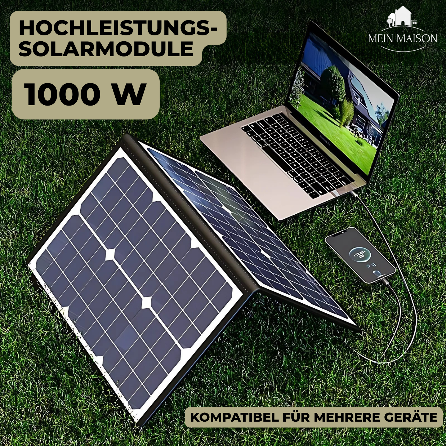 SolaraX 1000W Faltbares Solarpanel-Kit | Komplettset mit MPPT & USB/Type-C | Für Camping, Auto, Boot & Wohnwagen