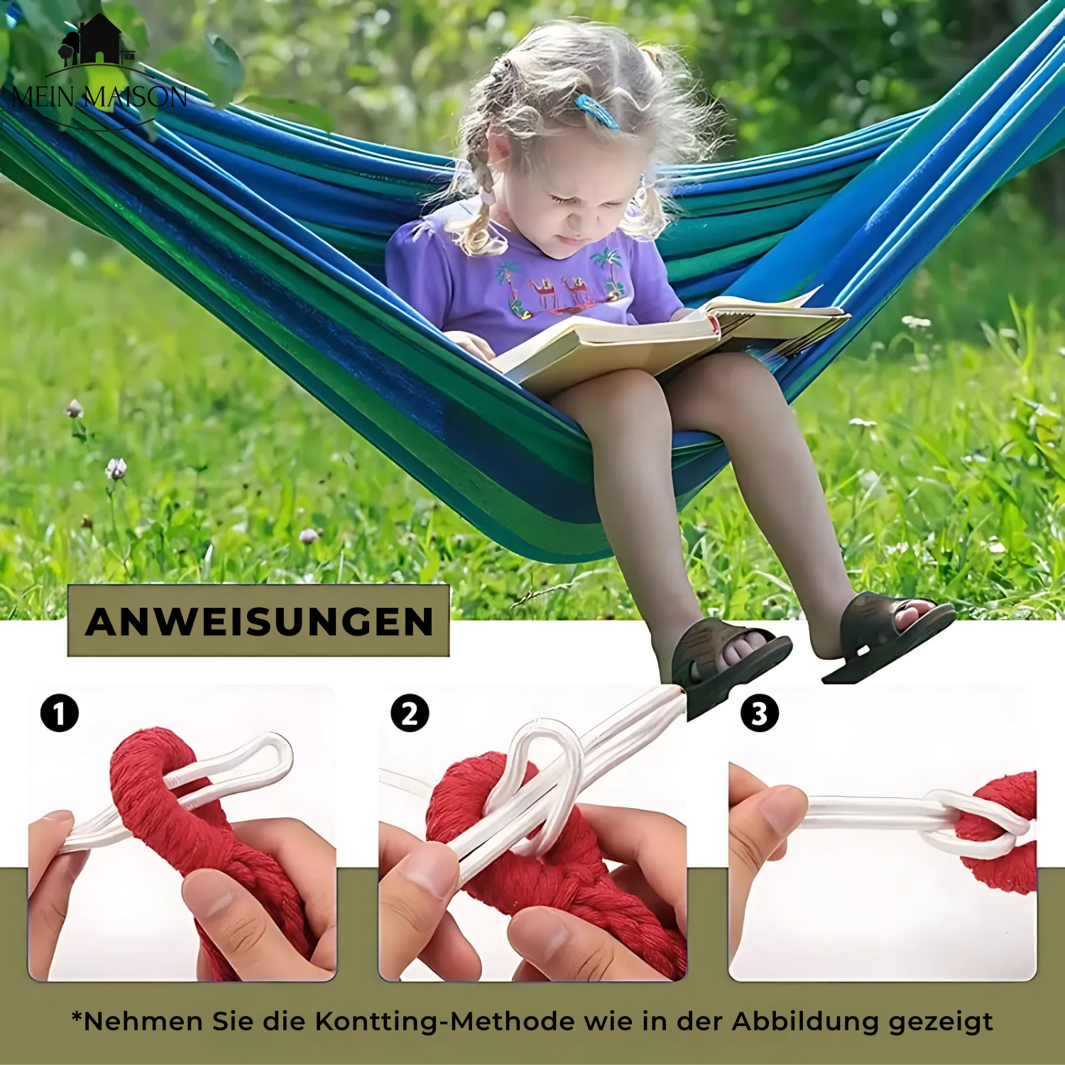 RelaxoLounge Hängematte | Robustes Canvas | Rutschfestes Design | Tragfähigkeit 200 kg