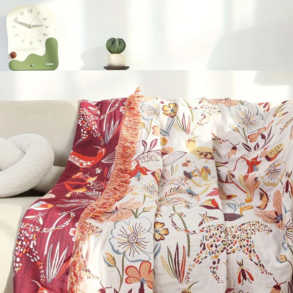 Jungle Bloom Wendedecke aus Baumwolle