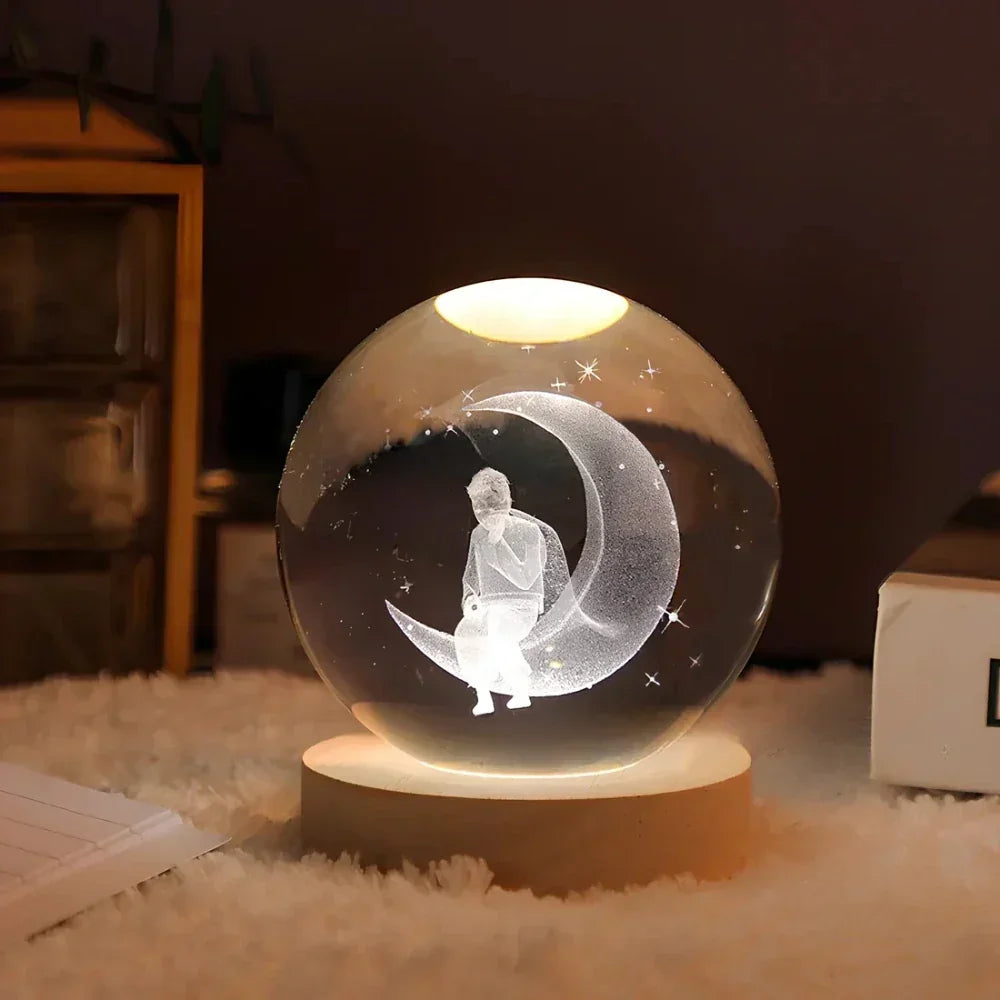 LED Nachtlicht - 3D Kristallkugel - USB betrieben