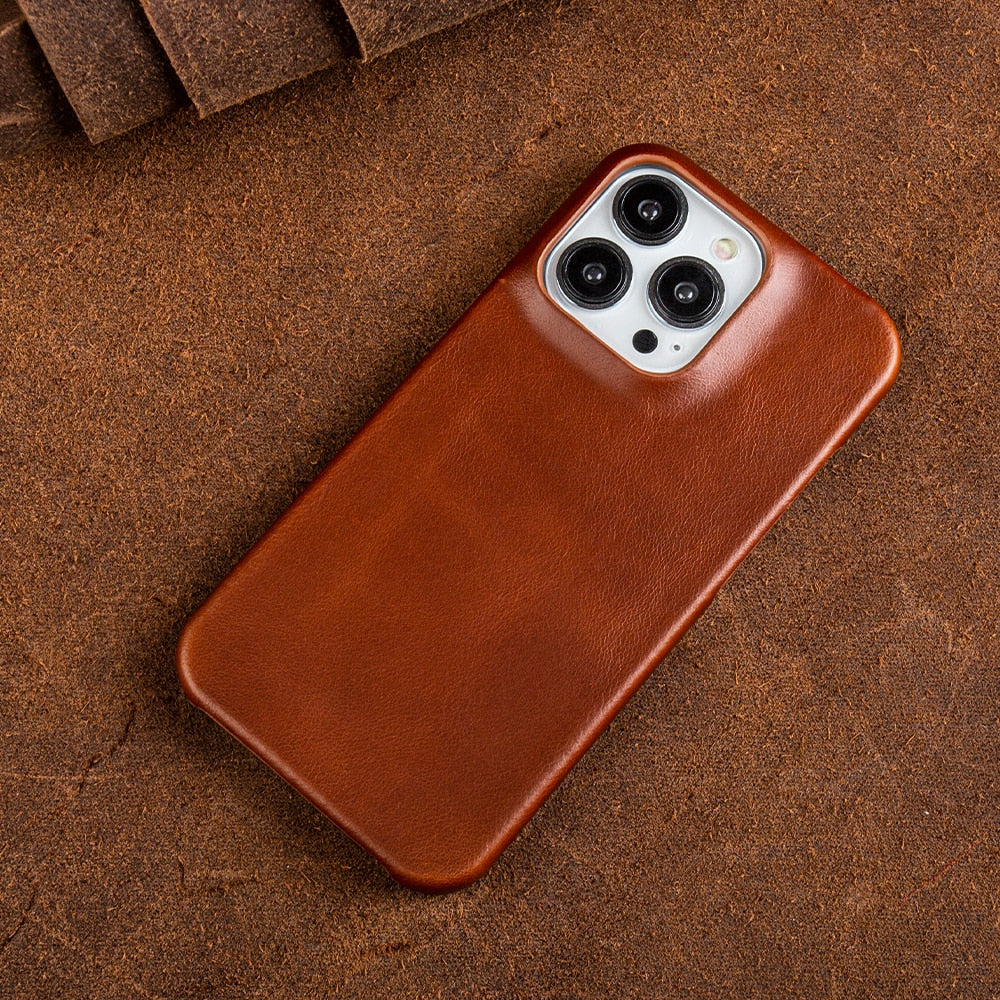 Ölwachs Echtes Leder Apple iPhone Hülle