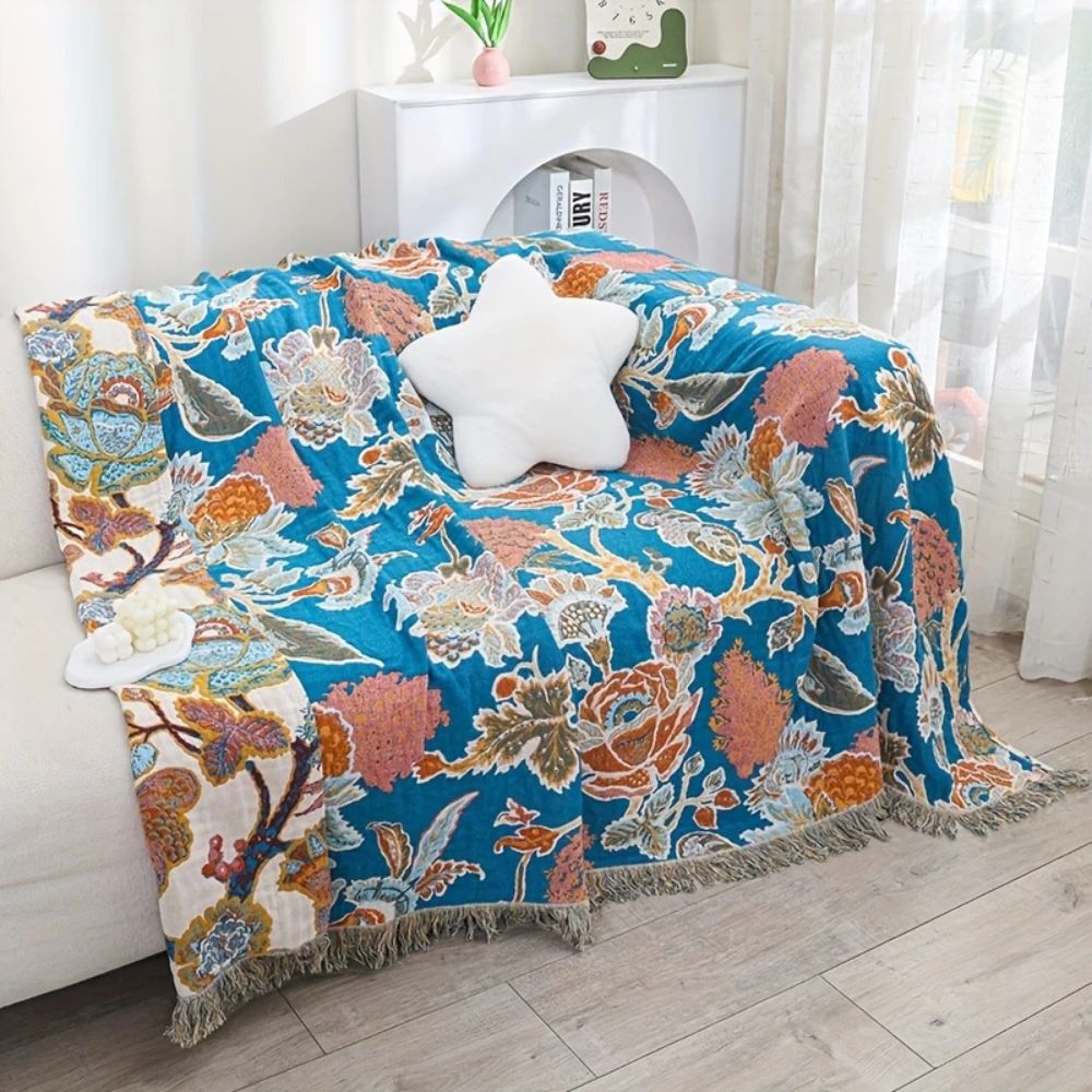 Decorative garden cotton blanket