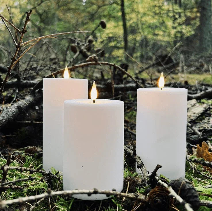 Outdoor LED Kerzen Set - Flammenlose Säulenkerzen
