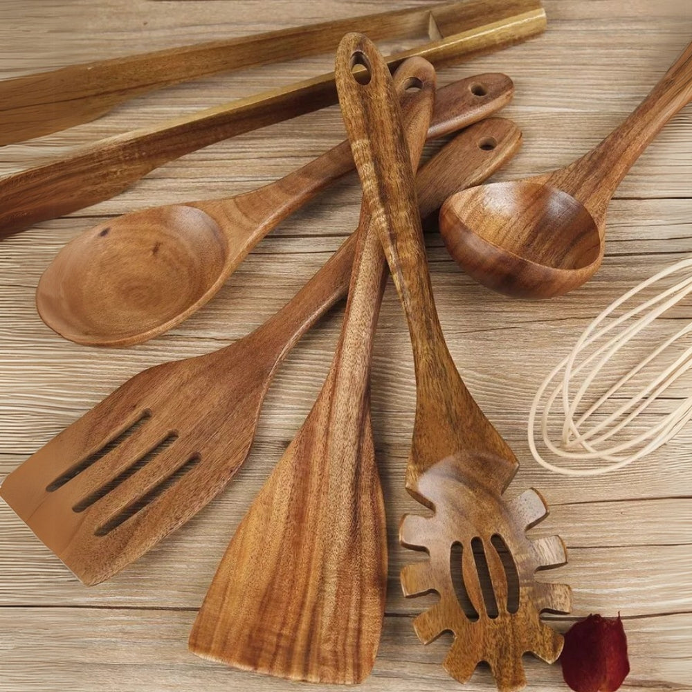 Premium Holz Kochutensilien | 7 Sets