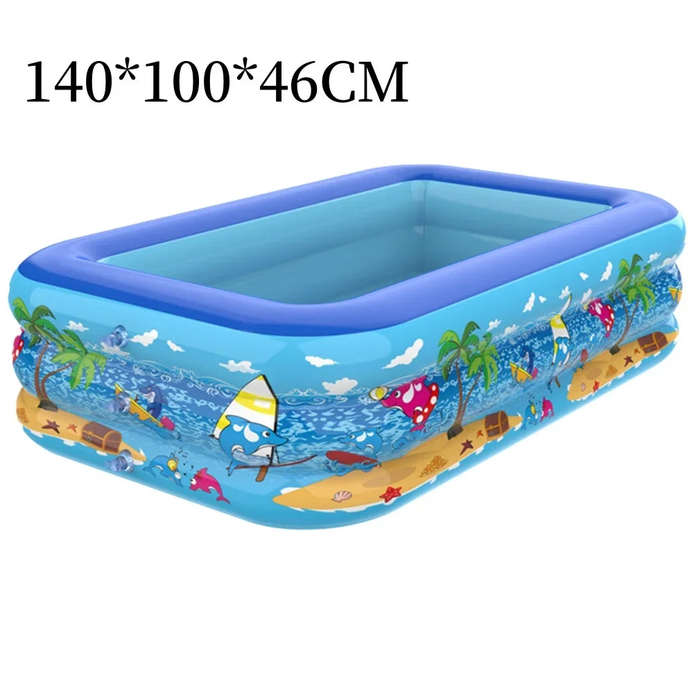 Luftolino Aufblasbares Kinder-Splash-Pool | 110–180 cm | Extra Dickes PVC | Cartoon-Design für Garten & Balkon