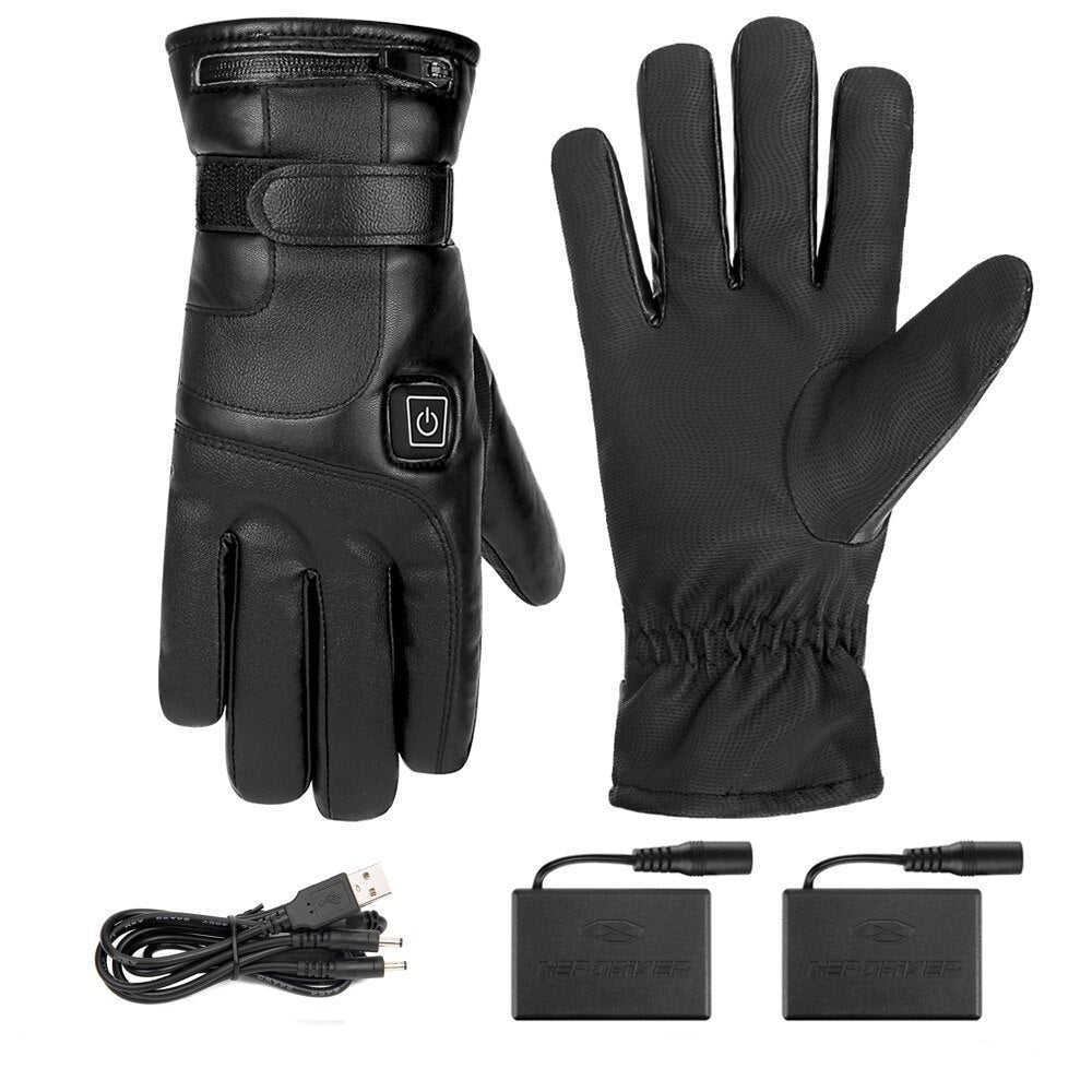 Beheizbare Leder Winterhandschuhe mit 2500MAh Batterien