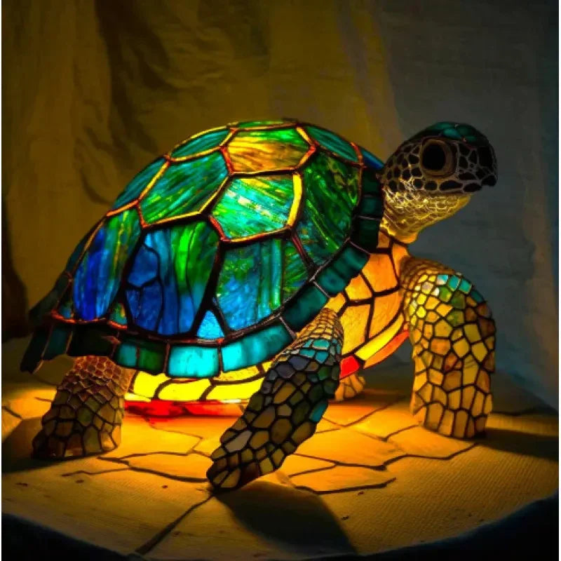 Buntglaslampe - Hundedesign - Tischlampen