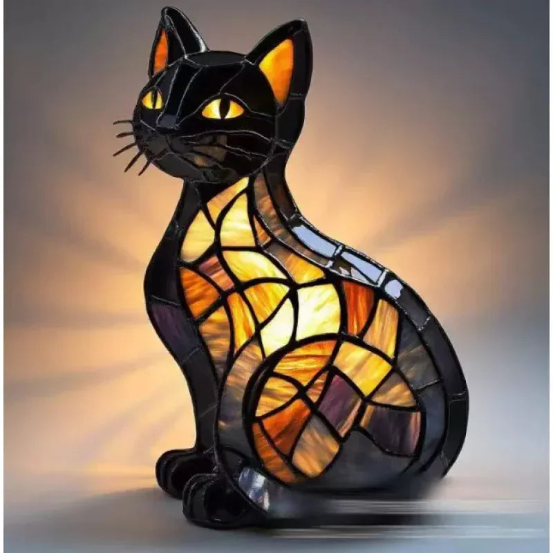 Buntglaslampe - Hundedesign - Tischlampen