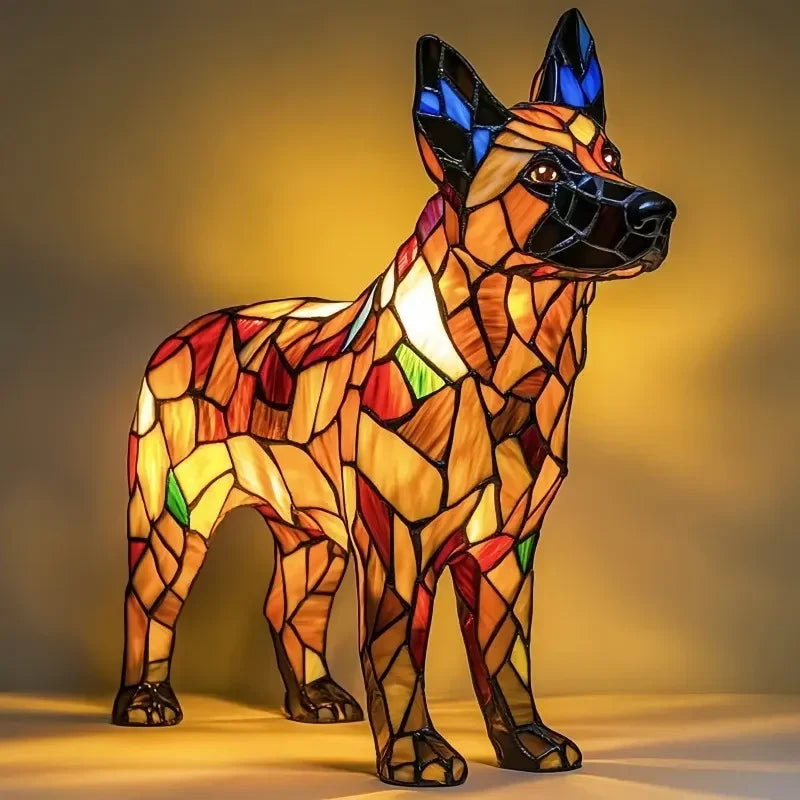 Stained glass lamp - dog design - table lamps