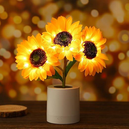 Tischlampe - Sonnenblumen-Design - LED Wiederaufladbar