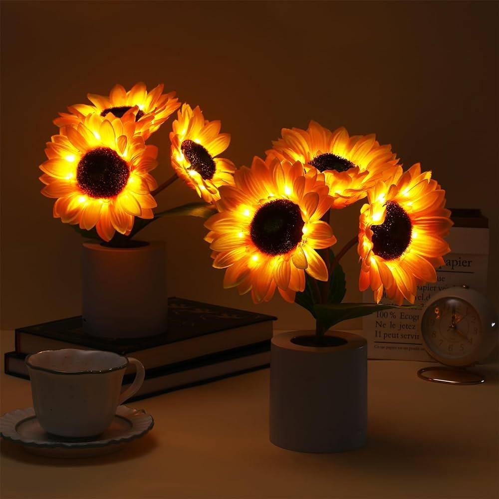 Tischlampe - Sonnenblumen-Design - LED Wiederaufladbar