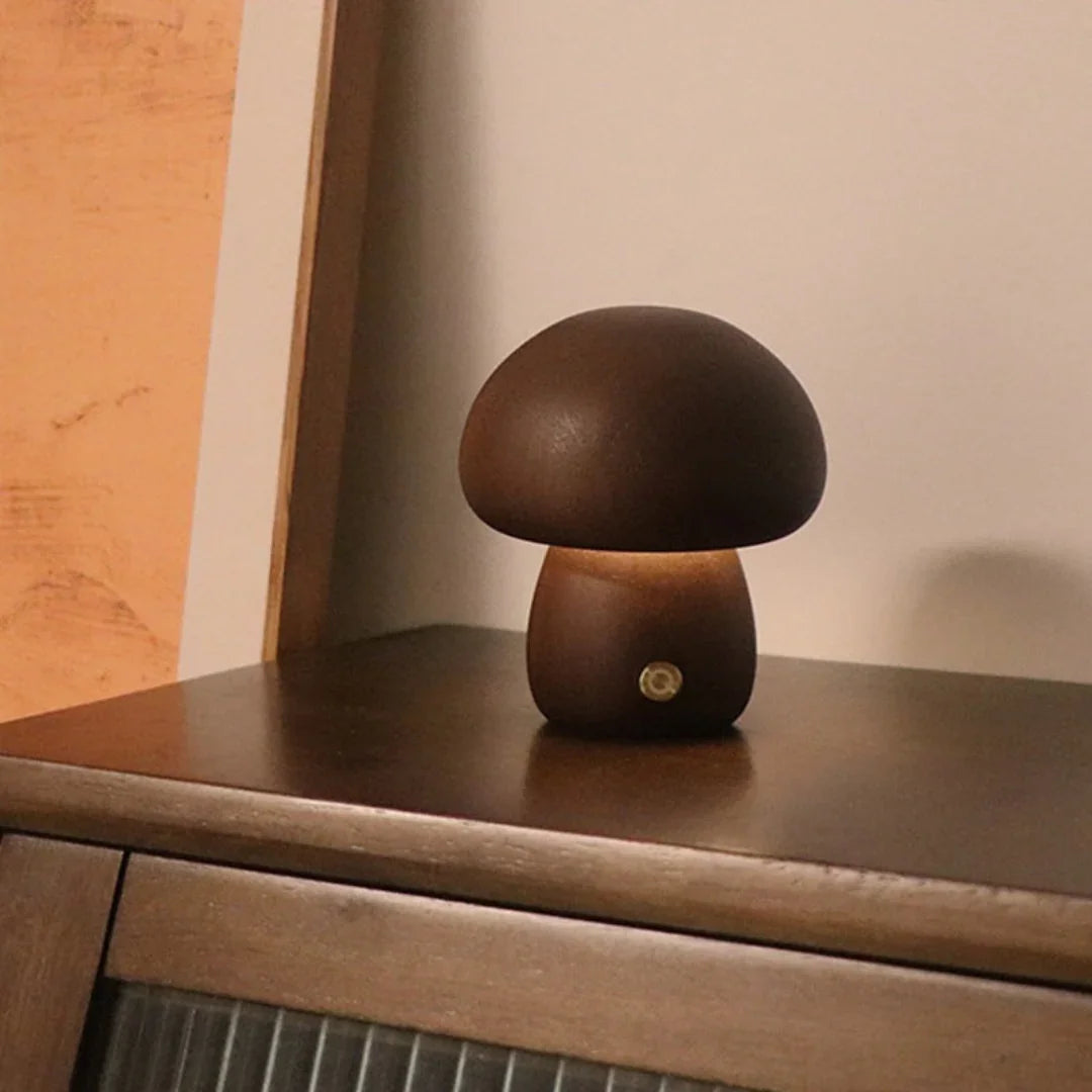 Tischlampe - Holzdesign - Pilzform
