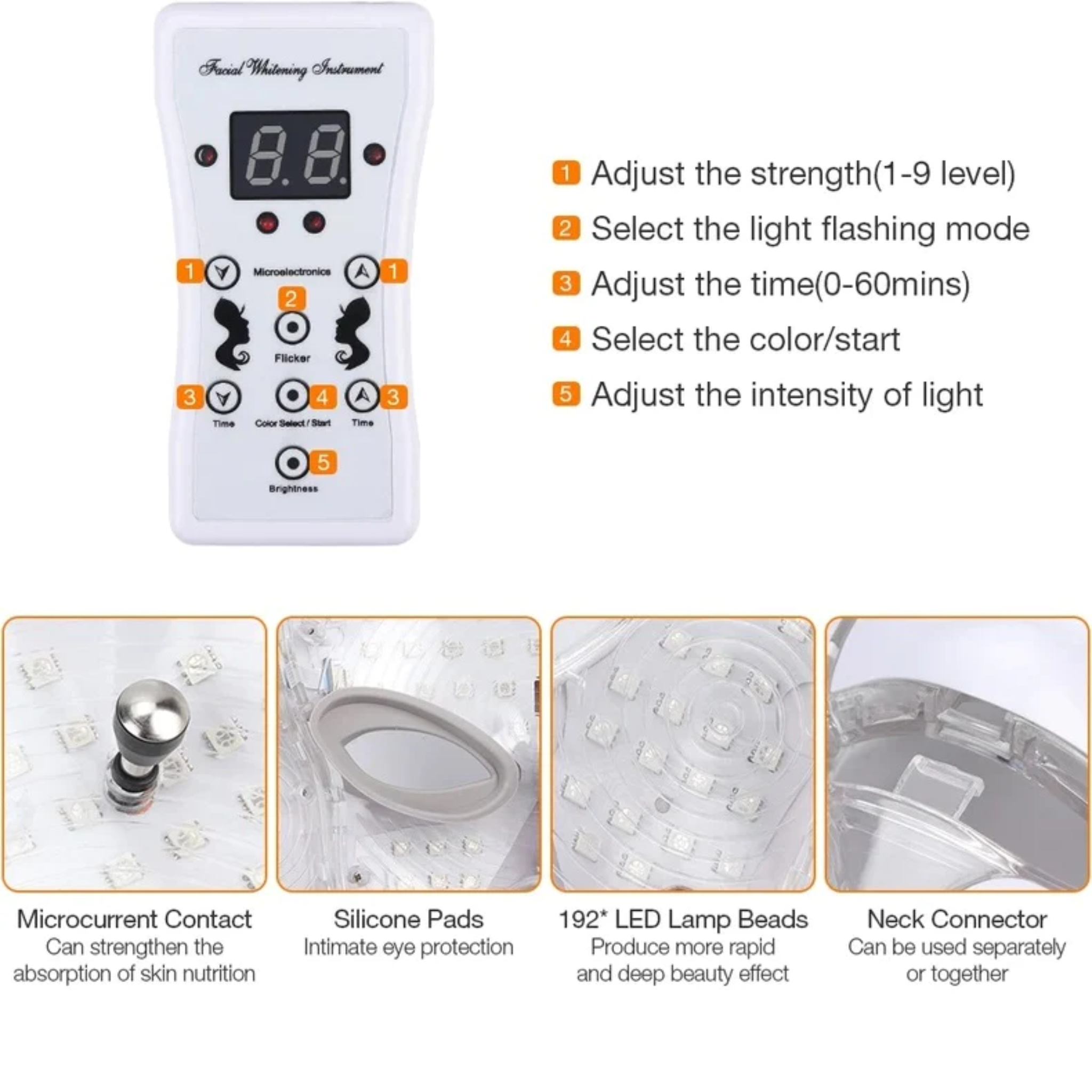 7 Farben LED Photon Lichttherapie-Maske - Gesichts- und Halsbehandlung