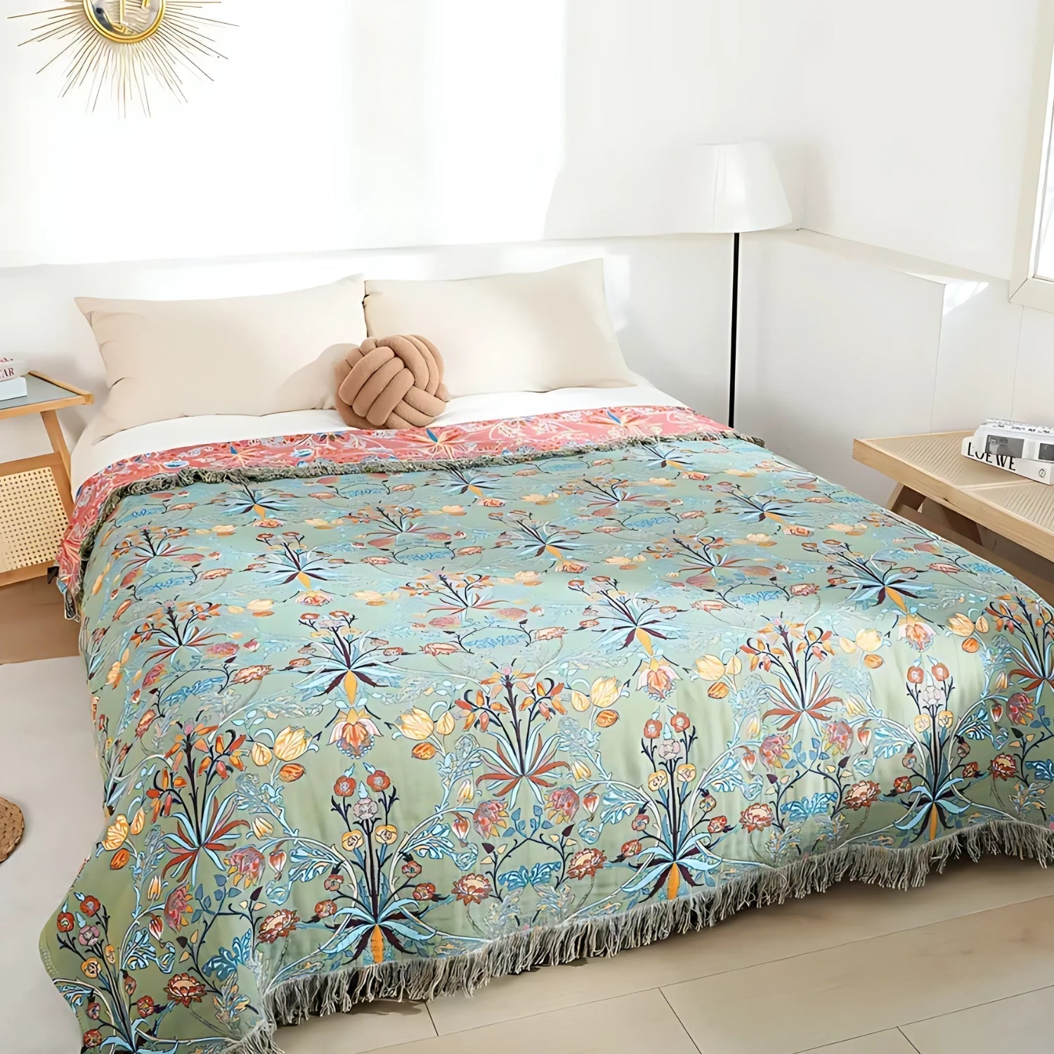 Wild Petal Reversible Decke aus reinem Baumwolle