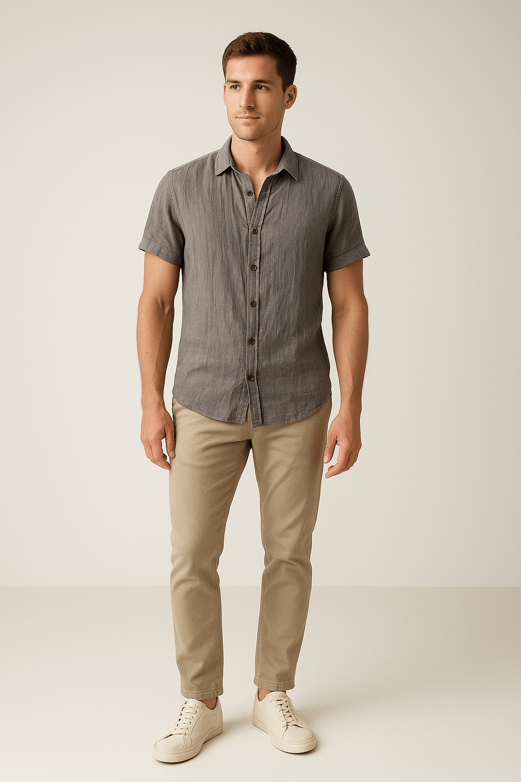 Sommerhemd - Herren Leichtes Kurzarm Button-Up Hemd