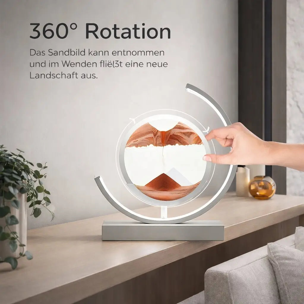 Dekorative LED Tischlampe | Moderne Designerlampe | Sandbild zum Drehen | SandScape