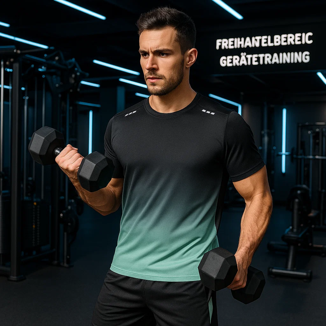 Zweiteiliges Sportbekleidungsset für Herren mit Farbverlauf und optimaler Bewegungsfreiheit