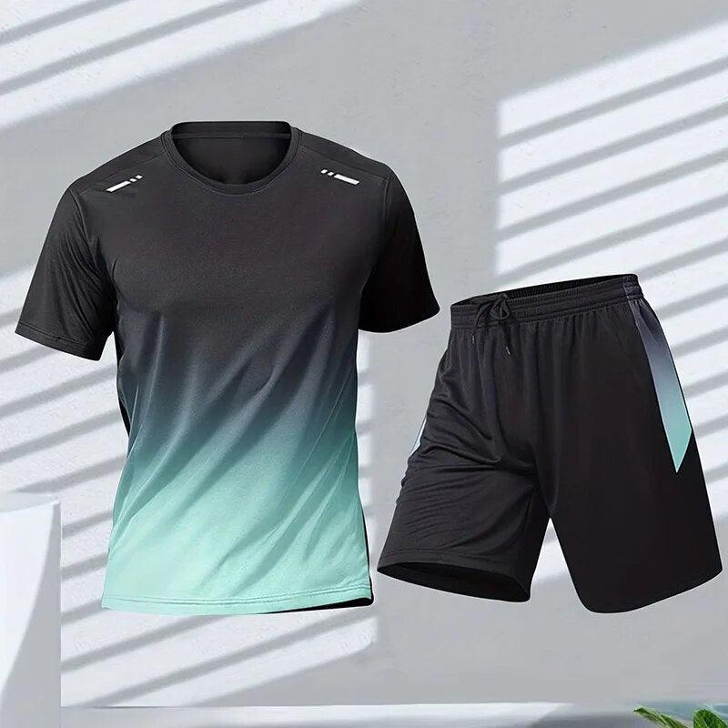 Zweiteiliges Sportbekleidungsset für Herren mit Farbverlauf und optimaler Bewegungsfreiheit