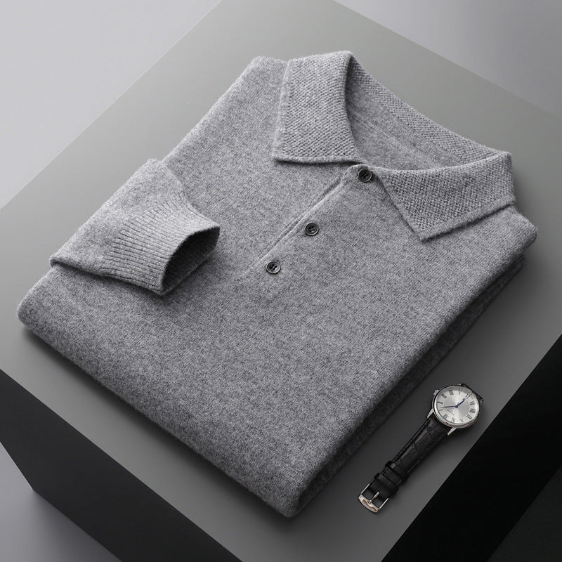 Weiches Kaschmir-Poloshirt mit Langarm | Herren