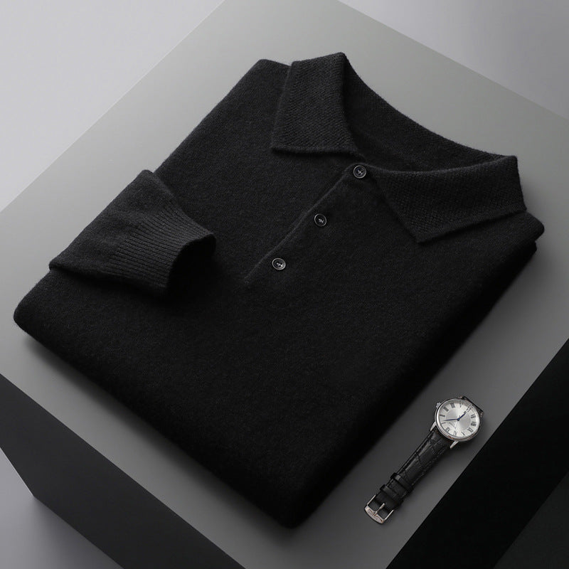 Weiches Kaschmir-Poloshirt mit Langarm | Herren