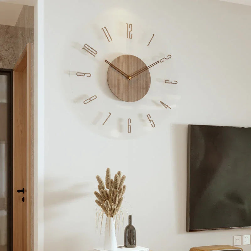 Holz Wanduhr - Minimalistisches Design - Lautloses Uhrwerk