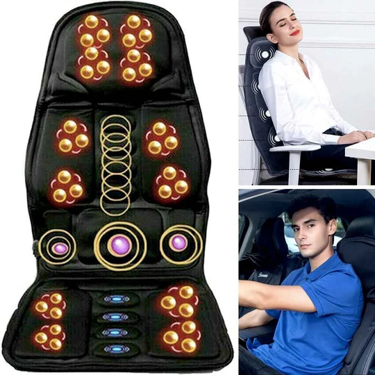 8 Modi Massagestuhlauflage mit beheiztem Rücken-Nacken-Kissen für Auto & Zuhause