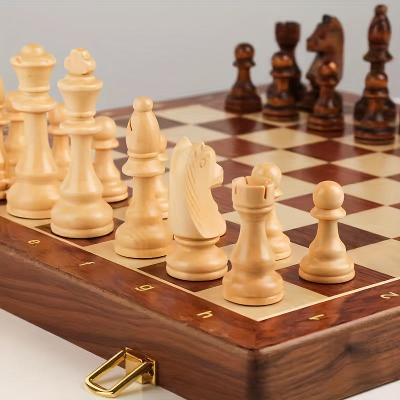 Holz-Schachset | Schachbrett mit Schachfiguren | Faltbar & Tragbar | RoyalBrett