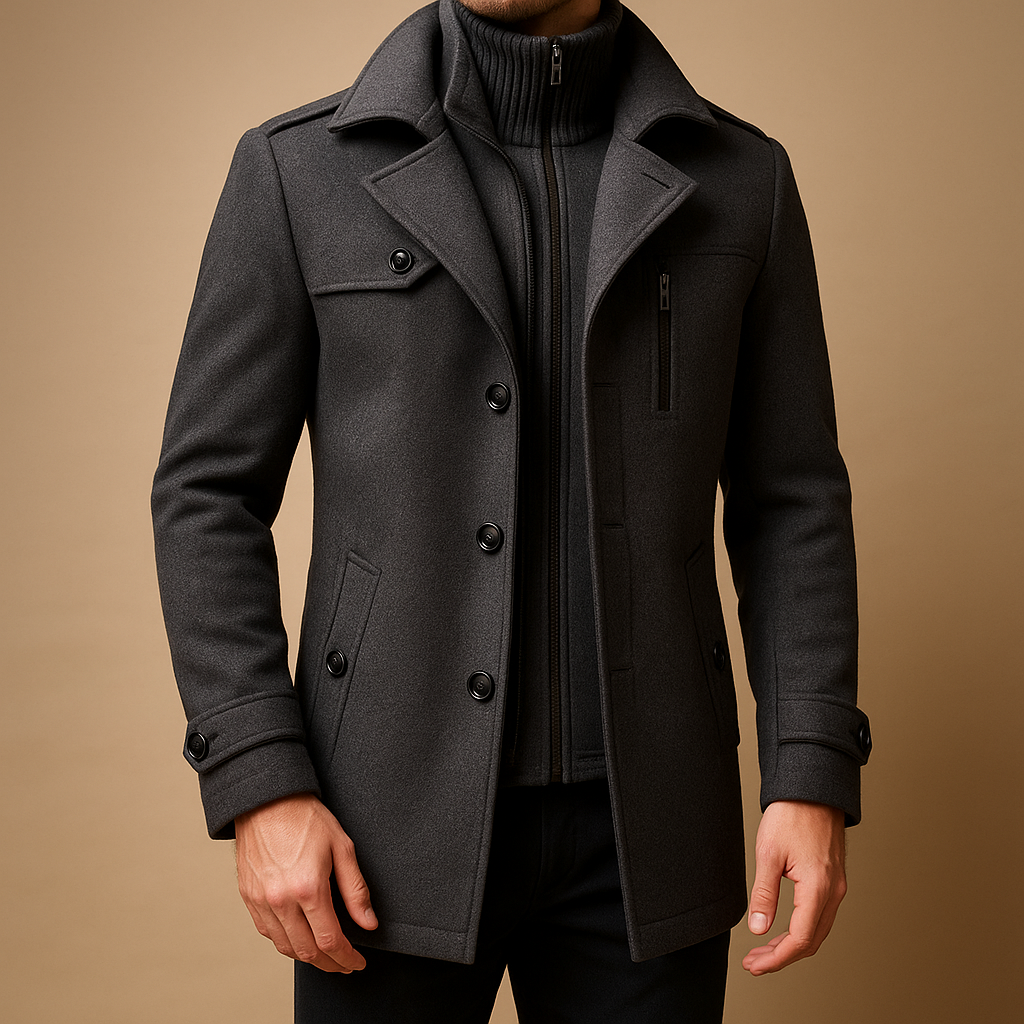 Herren Slim Fit Zwei-Teilig Wintermantel