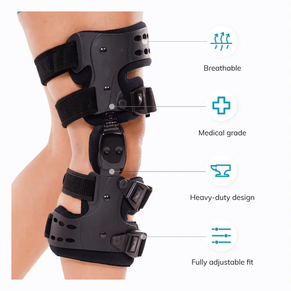 Medizinische OA-Entlastungs-Knieschiene | Unikompartimentelle Arthrose-Orthese | Varus/Valgus-Korrektur & ROM-Kontrolle | Mediale & Laterale Entlastung | Einstellbarer Bewegungswinkel