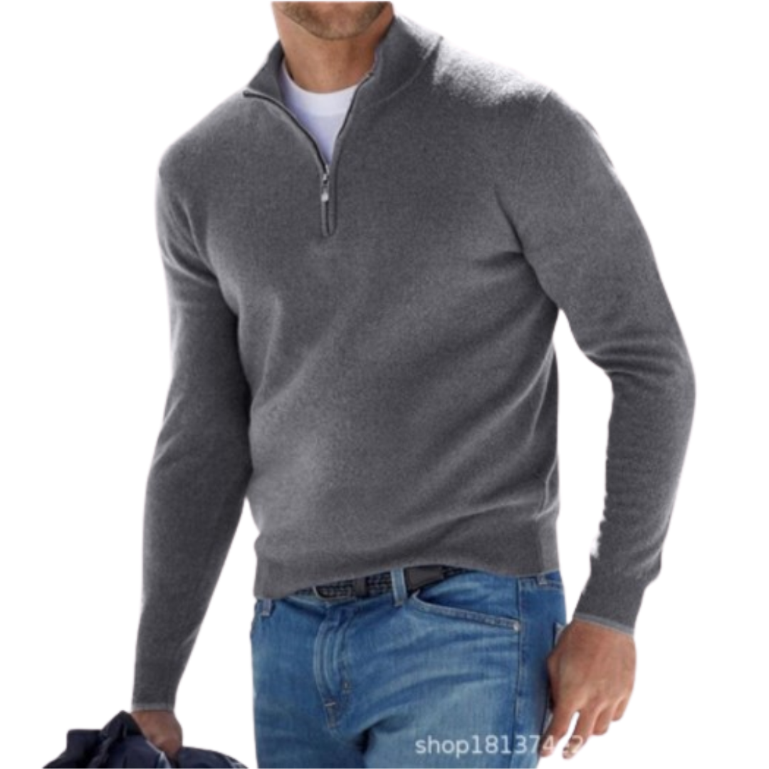 Herren Baumwolle Viertel-Reißverschluss Pullover - Slim Fit Boss Reißverschluss