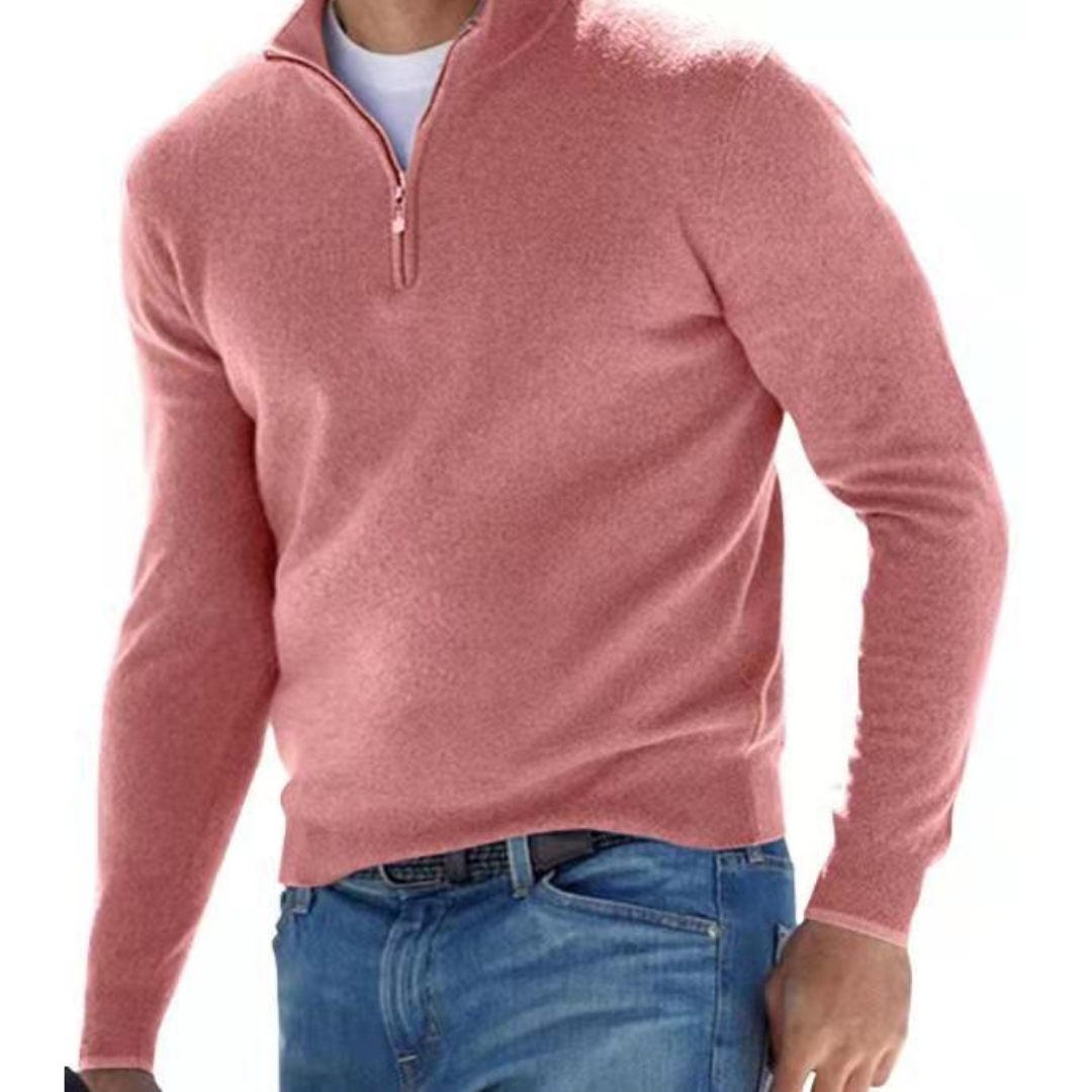 Herren Baumwolle Viertel-Reißverschluss Pullover - Slim Fit Boss Reißverschluss