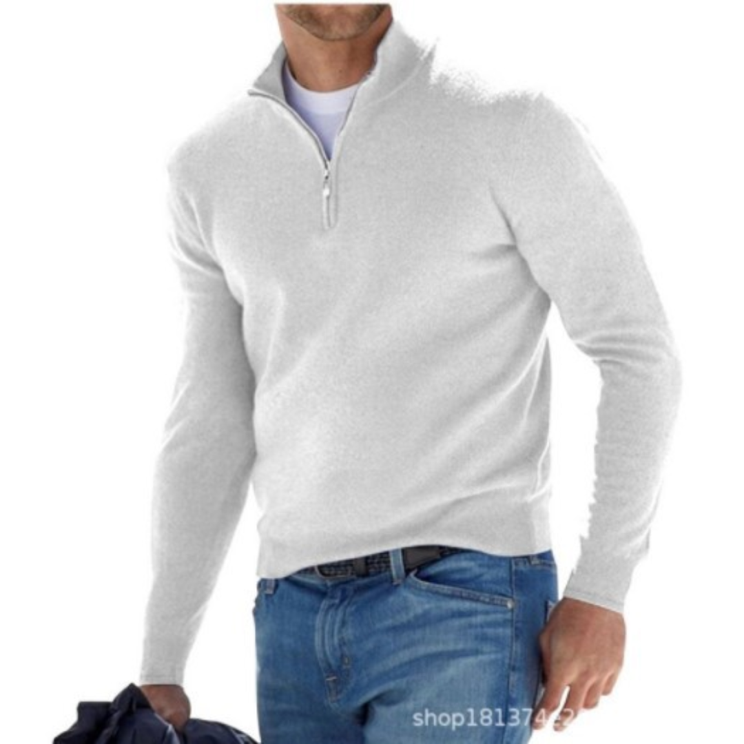 Herren Baumwolle Viertel-Reißverschluss Pullover - Slim Fit Boss Reißverschluss