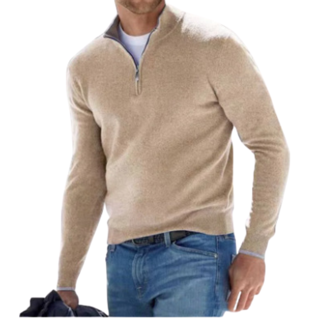 Herren Baumwolle Viertel-Reißverschluss Pullover - Slim Fit Boss Reißverschluss
