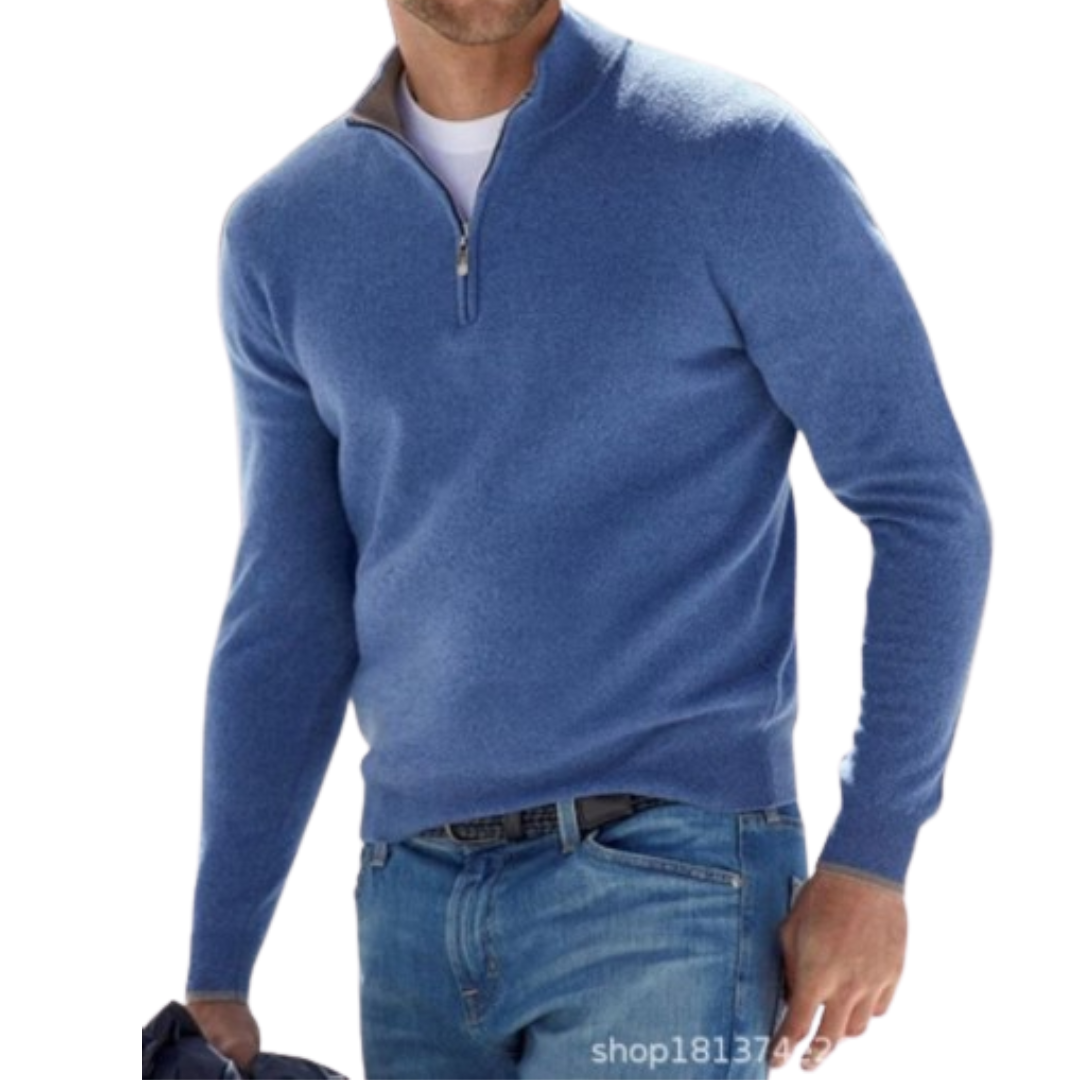 Herren Baumwolle Viertel-Reißverschluss Pullover - Slim Fit Boss Reißverschluss