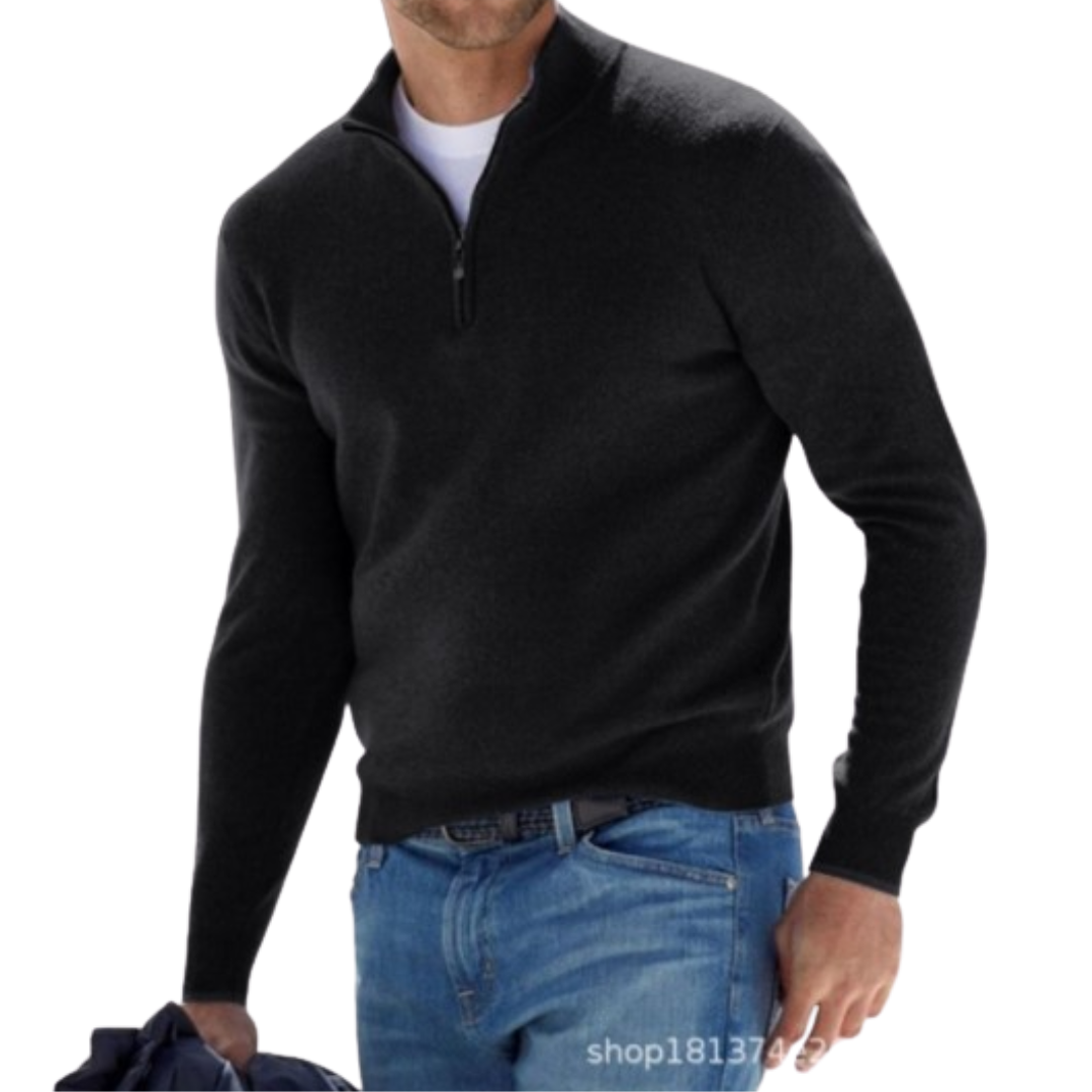Herren Baumwolle Viertel-Reißverschluss Pullover - Slim Fit Boss Reißverschluss