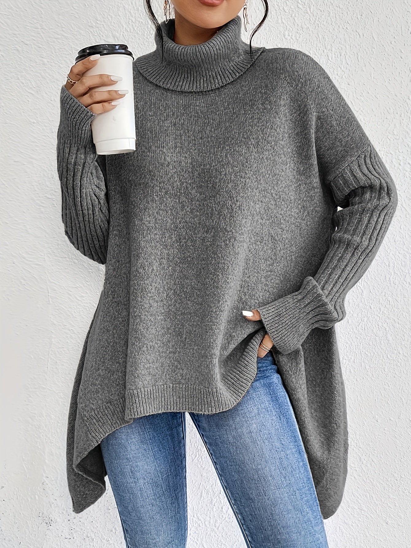Damen Rollkragenpullover | Oversized Passform mit modernem hohen Kragen