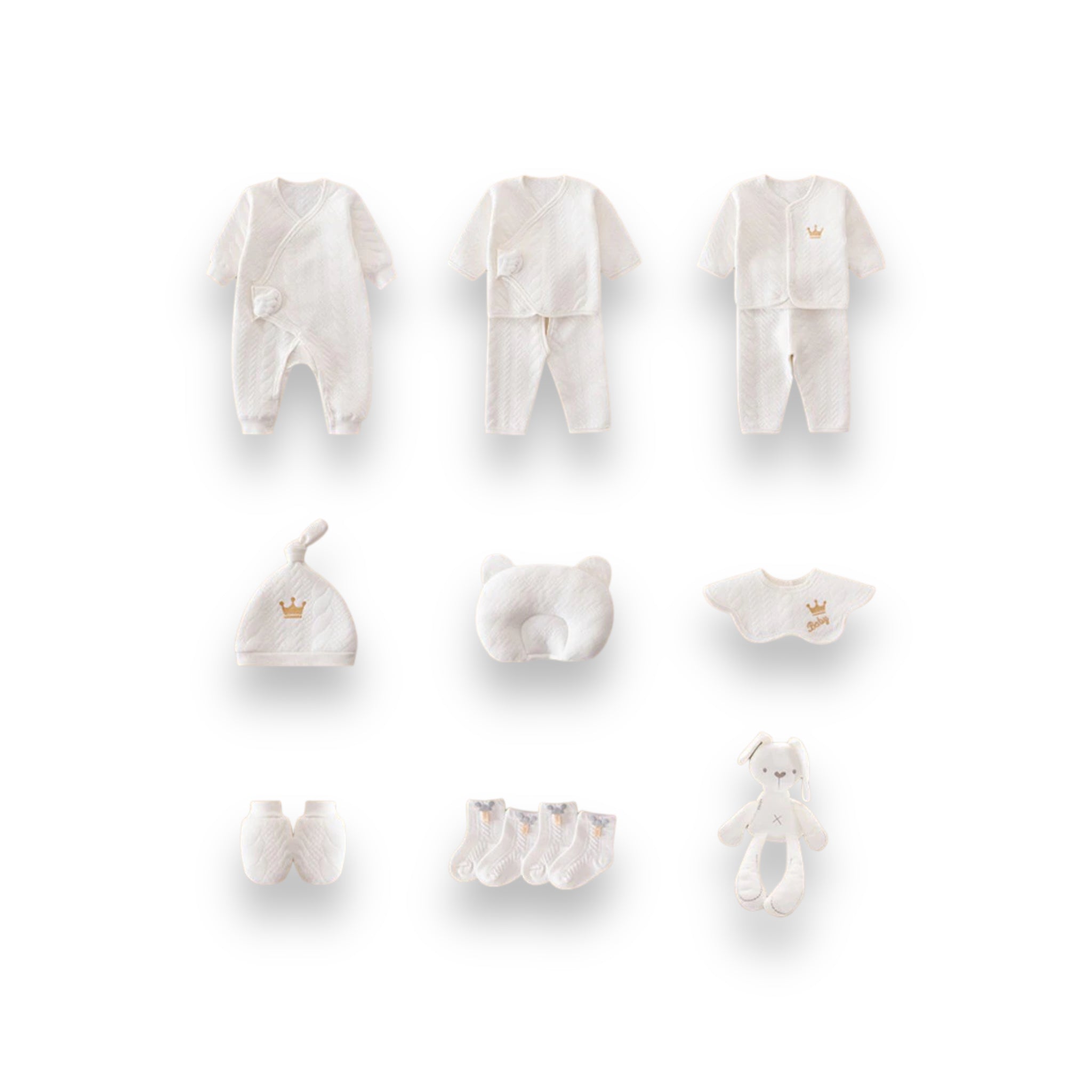 Qualitativ Baby Erstausstattungs-Set | Luxus-Geschenkbox für Neugeborene | 100% Bio-Baumwolle | Inkl. Decke, Kleidung & Accessoires | Hypoallergen