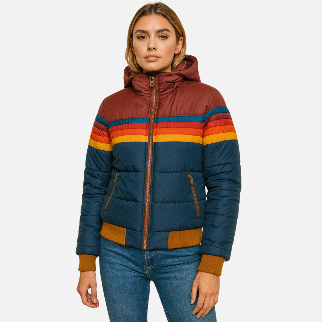 Vintage Regenbogenstreifenjacke für Frauen