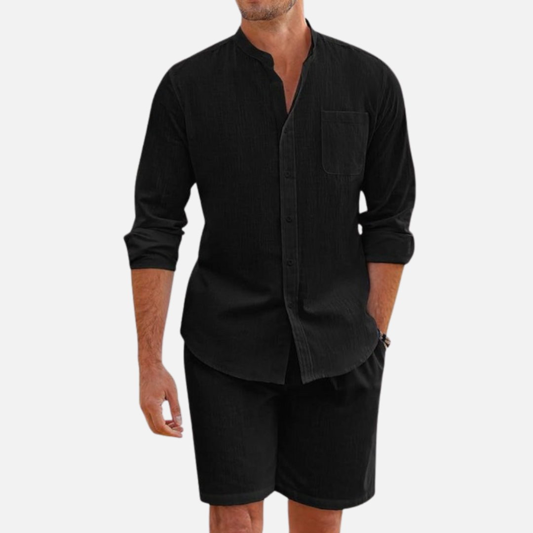 Herren 2-teilige Leinen Sommer-Outfit - Luxus Outfit Set